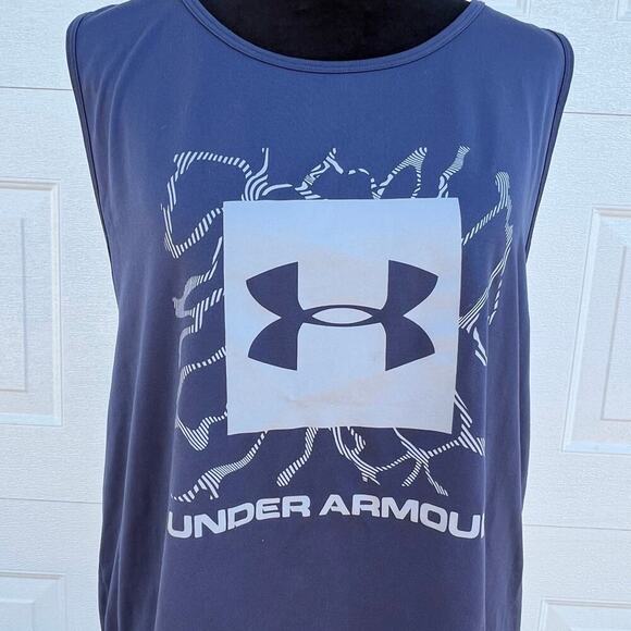 Under Armour, large cut out arms, sleeveless, blue, women’s tank top, size L. - Picture 1 of 8